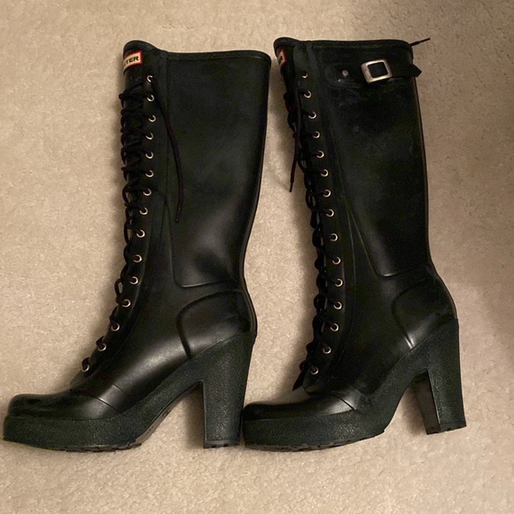 Hunter Lapin Boots Knee-High Lace-Up - Picture 9 of 14